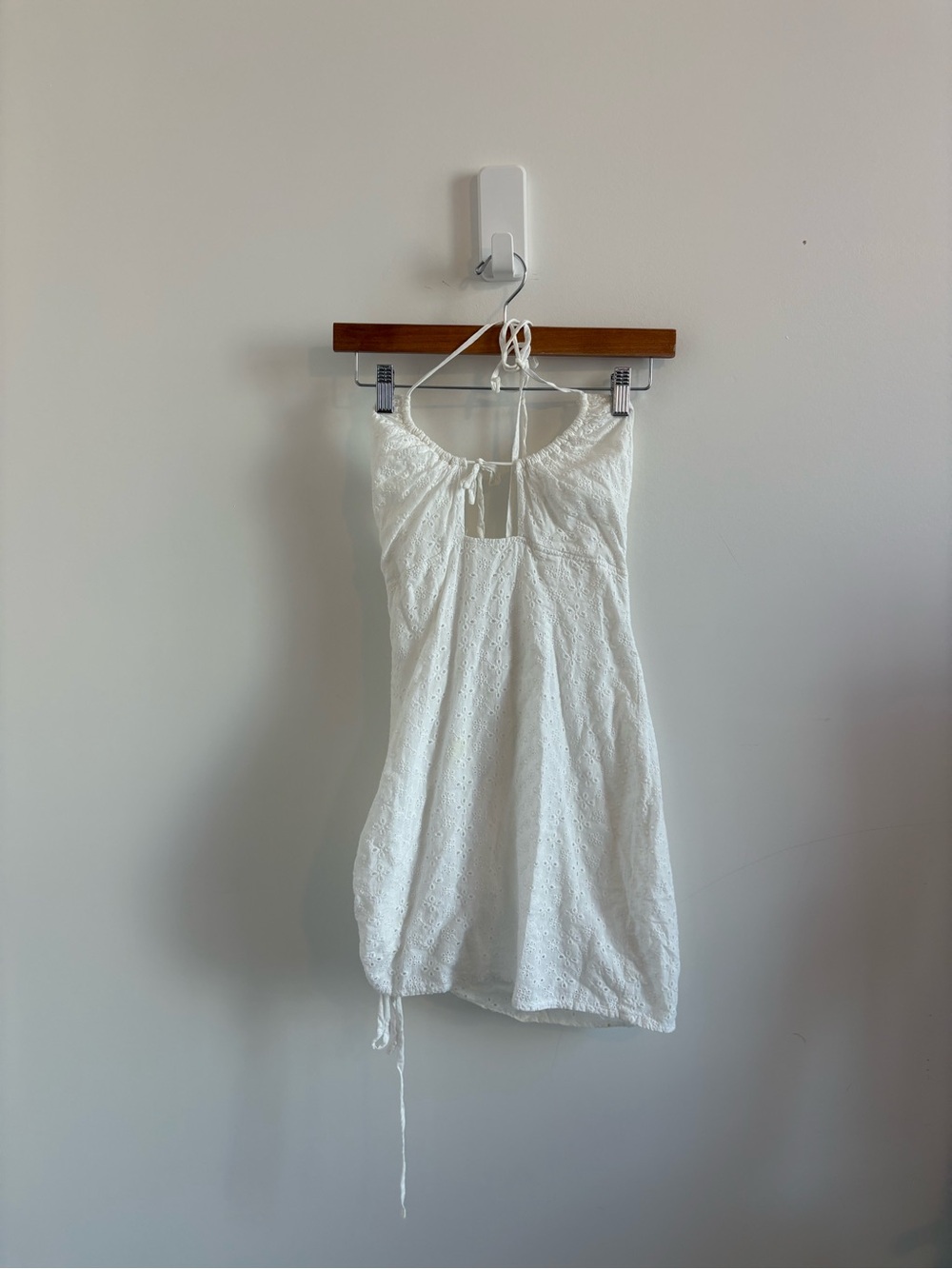 Tiger Mist White Embroidered Halter Dress